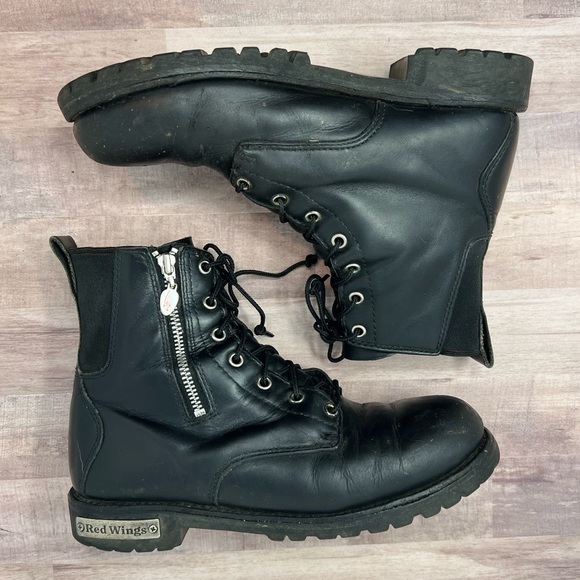 Red Wing Boots Men's Size 10 Black Leather Combat Boot. Lace Front and Side Zip - Picture 2 of 16